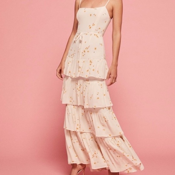 Reformation Foxglove floral printed tiered maxi Dress Opium - Picture 4 of 5